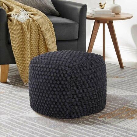 POSH LIVING Alaysia Pouf, Black LPF415-21BK-UE